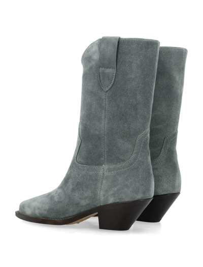 Shop Isabel Marant Dahope Suede Cowboy Boots In Sea Green