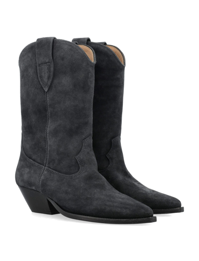 Shop Isabel Marant Duerto Suede Cowboy Boots In Faded Black