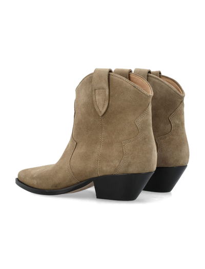 Shop Isabel Marant Dewina Leather Ankle Boots In Taupe