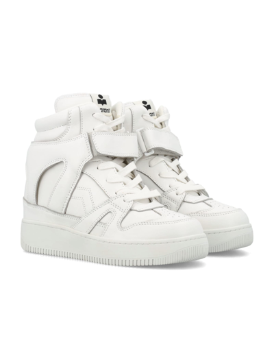 Shop Isabel Marant Ellyn Leather Sneakers In White