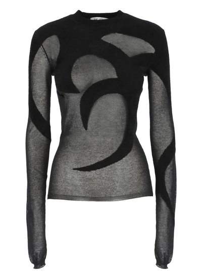 Shop Attico Cotton Sweater In Black