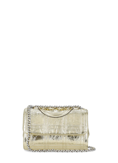 Shop Tory Burch Fleming Shoulder Bag In Golden