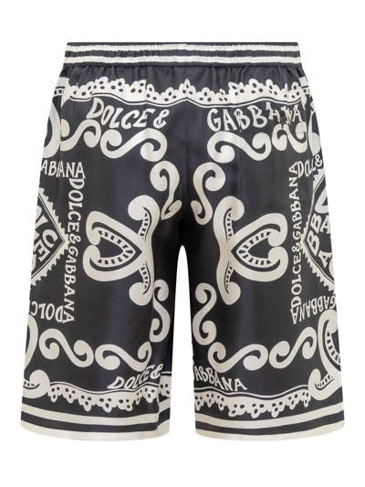 Shop Dolce & Gabbana Marina Silk Twill Jogging Shorts. In Dg Marina Fdo Blu