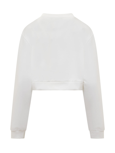 Shop Dolce & Gabbana Jersey Sweatshirt With Dg Embroidery In Bianco Ottico