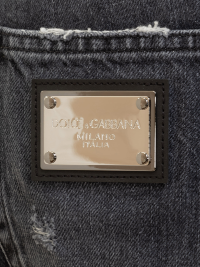 Shop Dolce & Gabbana Denim Jeans With Abrasions In Denim Var Abbinata