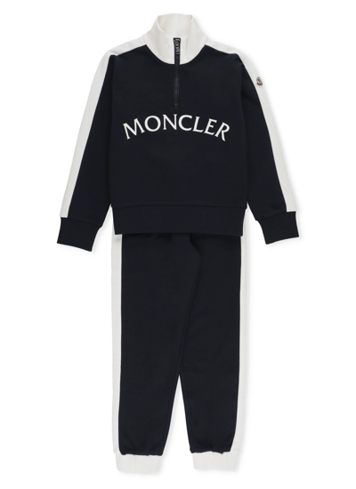 Shop Moncler Cotton Suit Set 2 Pieces In Blue