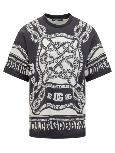 Shop Dolce & Gabbana Marina T-shirt In Dg Marina Fdo Bco Naturale