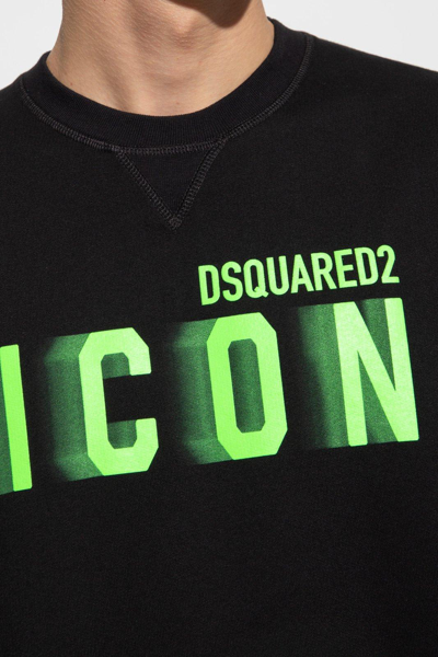 Shop Dsquared2 Icon Printed Crewneck Sweatshirt In Black