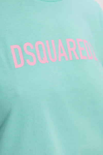 Shop Dsquared2 Logo Printed Crewneck T-shirt In Light Blue