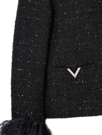 Shop Valentino Logo Plaque Long-sleeved Jacket In Nero