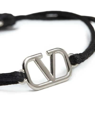 Shop Valentino Logo Charm Bracelet In Nero