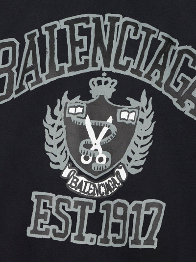 Shop Balenciaga Logo Printed Hoodie In Nero