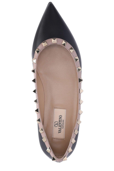 Shop Valentino Garavani Rockstud Slip-on Ballerine Shoes In Nero