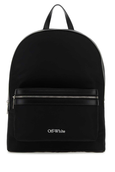 Shop Off-white Logo Embroidered Backpack In Black