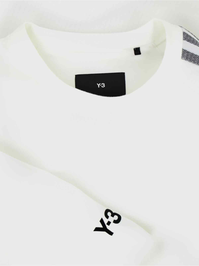 Shop Y-3 Logo Printed Crewneck T-shirt In Bianco