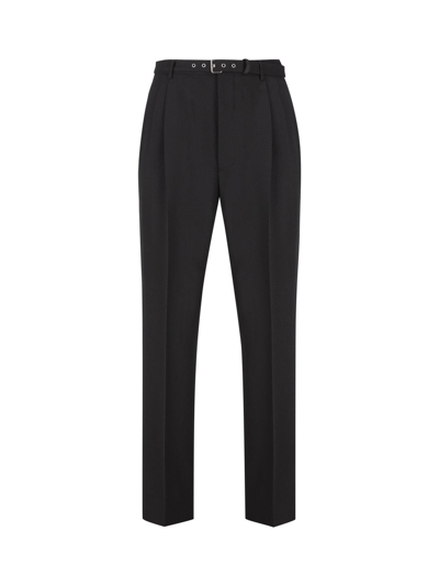 Shop Prada Belted Tailored Trousers In Nero