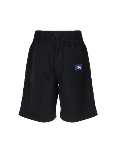 Shop Burberry Logo Patch Straight-leg Shorts In Black
