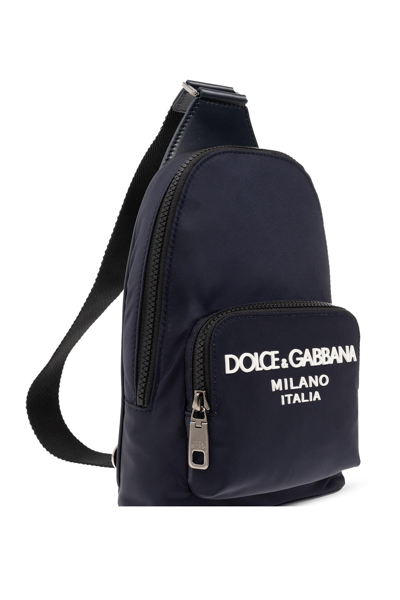 Shop Dolce & Gabbana One-shoulder Backpack In Blu