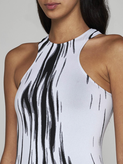 Shop Wolford Paint Brush Print Bodysuit In Bianco