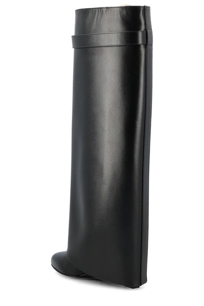 Givenchy Women 'shark' Black Boots With Padlock Detail And Slip-on Style In Leather Woman In Black