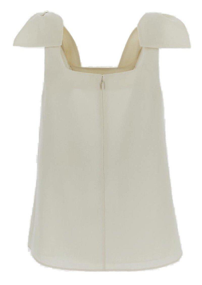 Shop Chloé Bow-strapped Square-neck Tank Top In Bianco