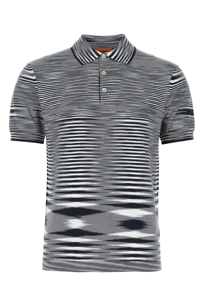 Shop Missoni Embroidered Cotton Polo Shirt In Blu