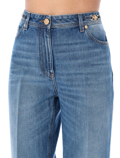 Shop Versace Tailored Jeans In Blue Wash