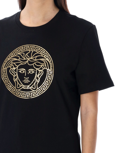 Shop Versace Medusa T-shirt In Black Gold