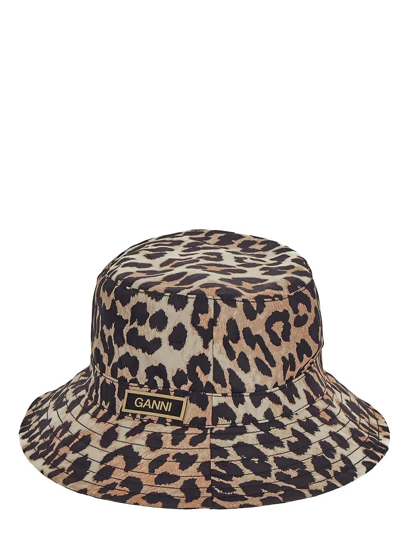 Shop Ganni Leopard Print Bucket Hat In Leopardato