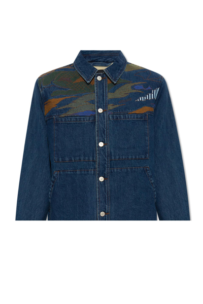 Shop Ps By Paul Smith Ps Paul Smith Embroidered Denim Jacket In Blu