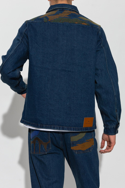 Shop Ps By Paul Smith Ps Paul Smith Embroidered Denim Jacket In Blu
