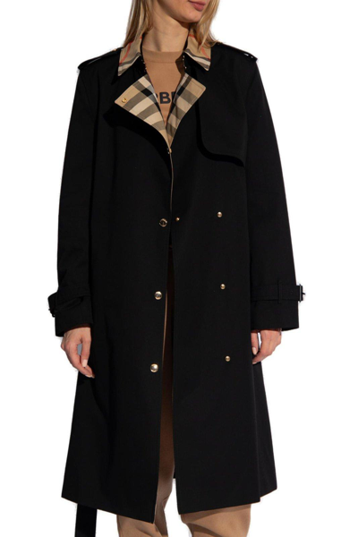 Shop Burberry Belted Trench Coat In Nero