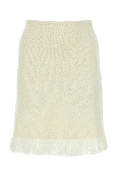 Chloé Chloe Ivory Stretch Wool Blend Skirt In Bianco