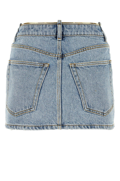 Shop Alexander Wang Chain-link Denim Mini Skirt In Blu Denim Chiaro