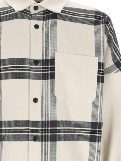 Shop Palm Angels Checked Long-sleeved Flannel Overshirt In Bianco