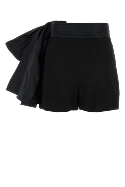 Shop Alexander Mcqueen Bow-detailed High-waist Shorts In Nero