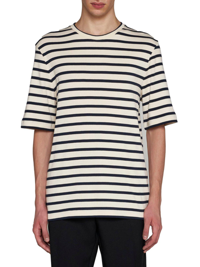 Shop Jil Sander + Striped Crewneck T-shirt In Bianco E Nero