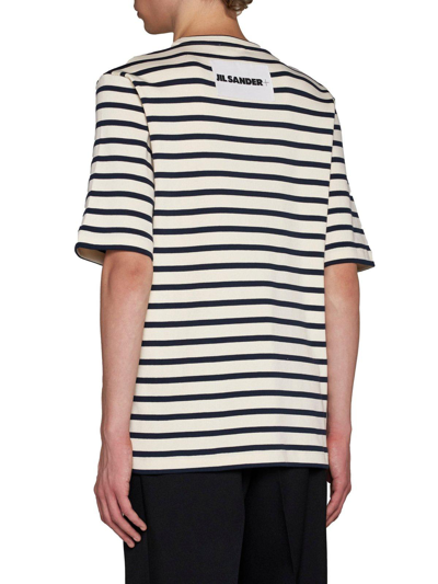 Shop Jil Sander + Striped Crewneck T-shirt In Bianco E Nero