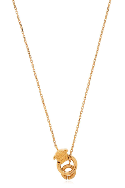 Shop Versace Medusa Rolo-chained Polished Finish Necklace In Oro