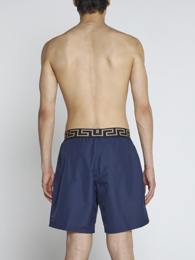 Shop Versace Greca And Medusa Swim Shorts In Blu E Oro