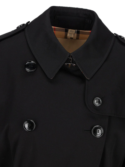 Shop Burberry Double Breasted Belted-waist Coat In Nero