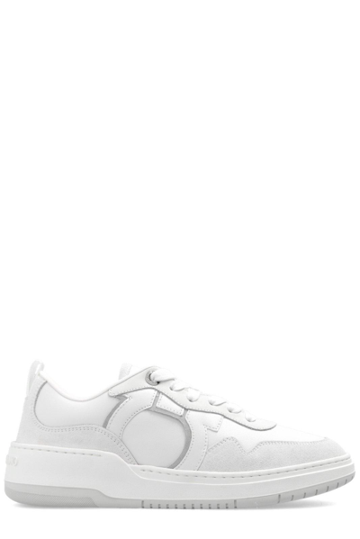 Shop Ferragamo Gancini Low-top Sneakers In Bianco