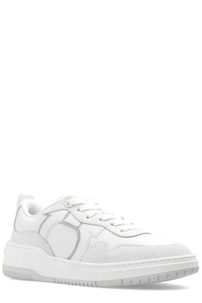 Shop Ferragamo Gancini Low-top Sneakers In Bianco