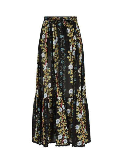 Shop Etro Floral Printed Flared Midi Skirt In Multicolore