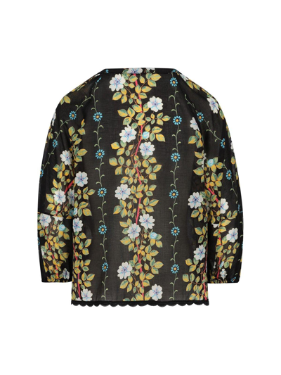 Shop Etro Floral Printed Long-sleeved Blouse In Multicolore