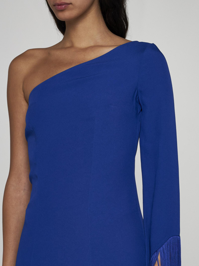 Shop Taller Marmo Aventador Viscose-blend One-shoulder Dress In Bluette