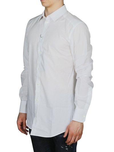Shop Dolce & Gabbana Jacquard Logo Tailored Shirt In Bianco