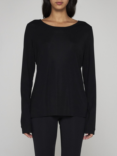 Shop Wolford Aurora Modal Long Sleeved T-shirt In Nero