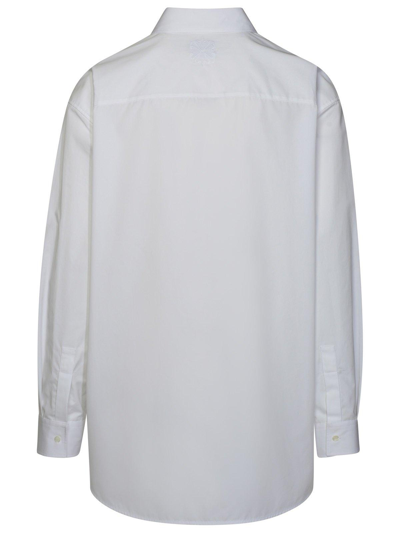 Shop Off-white Logo Embroidered Long-sleeved Shirt In Bianco E Nero