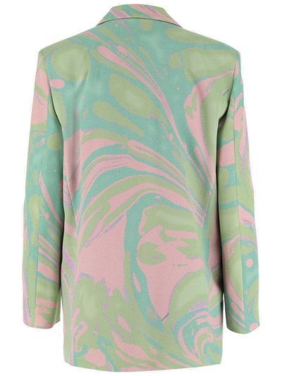 Shop Pinko Abstract Pattern Printed Jacket In Verde E Rosa